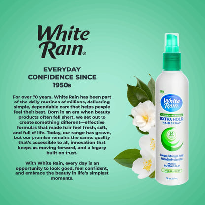 White Rain Extra Hold Hairspray Unscented – 7 oz x3, Non-Aerosol, Fragrance-Free, Humidity Protection