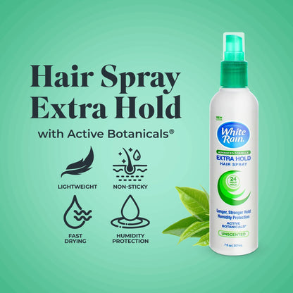 White Rain Extra Hold Hairspray Unscented – 7 oz x3, Non-Aerosol, Fragrance-Free, Humidity Protection