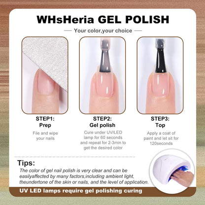 WHsHeria TPO Free Gel Polish Set – 6x15ml Soak-Off Nude Shades for DIY Manicure