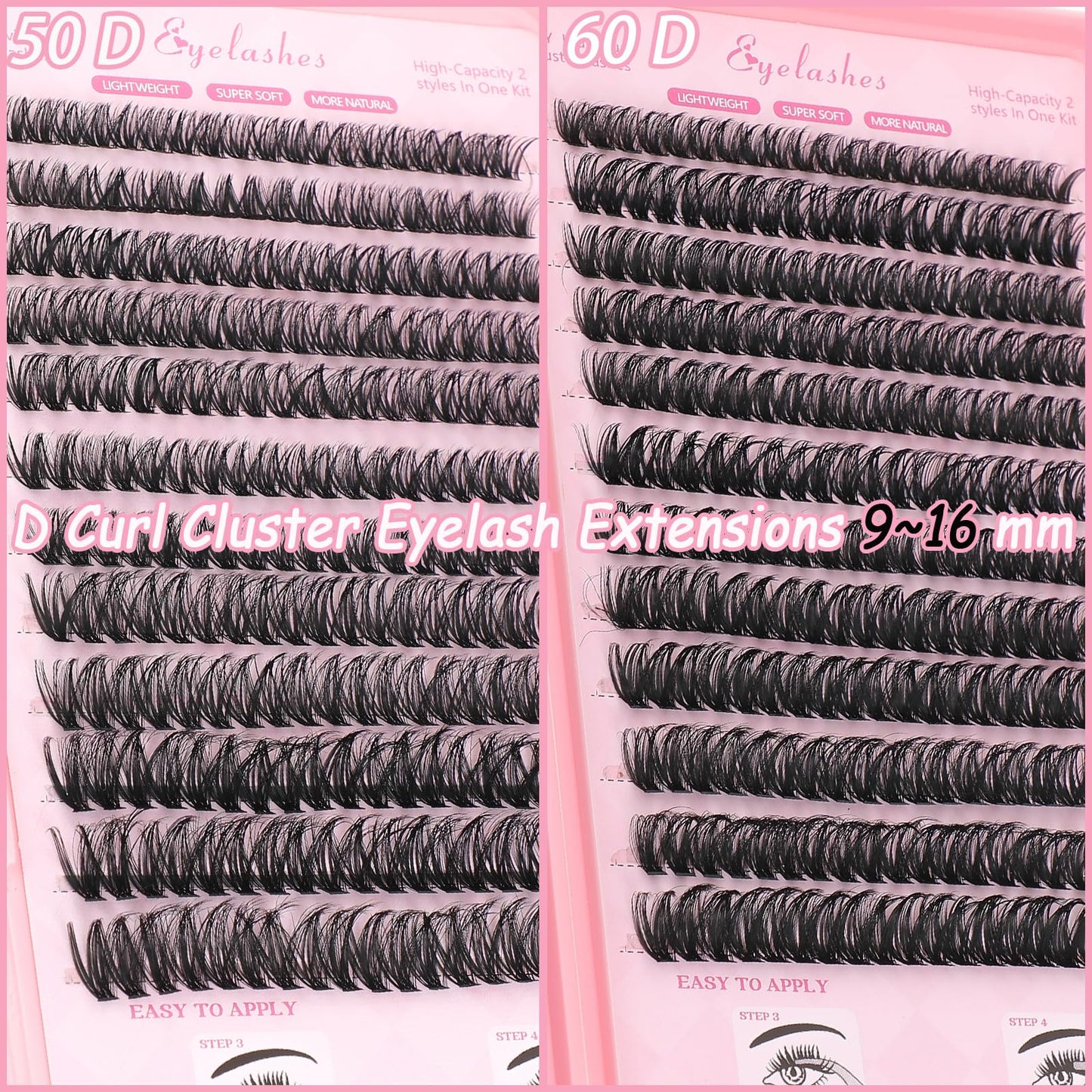 WIGICD Lash Clusters Kit – 480 Pcs D Curl Fluffy Wispy Extensions (9–16mm)