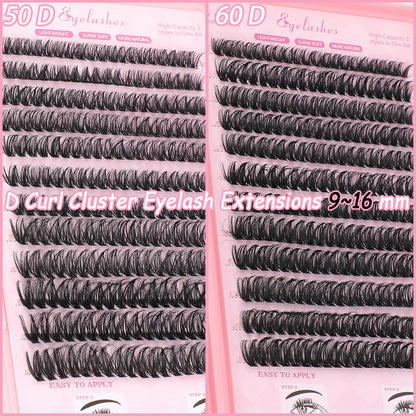 WIGICD Lash Clusters Kit – 480 Pcs D Curl Fluffy Wispy Extensions (9–16mm)