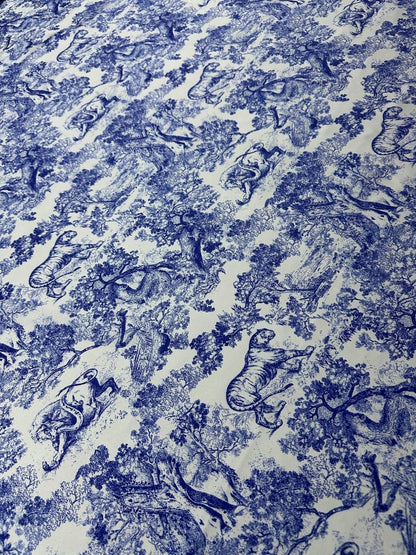 Blue Wild Forest Pattern Fabric by Metre