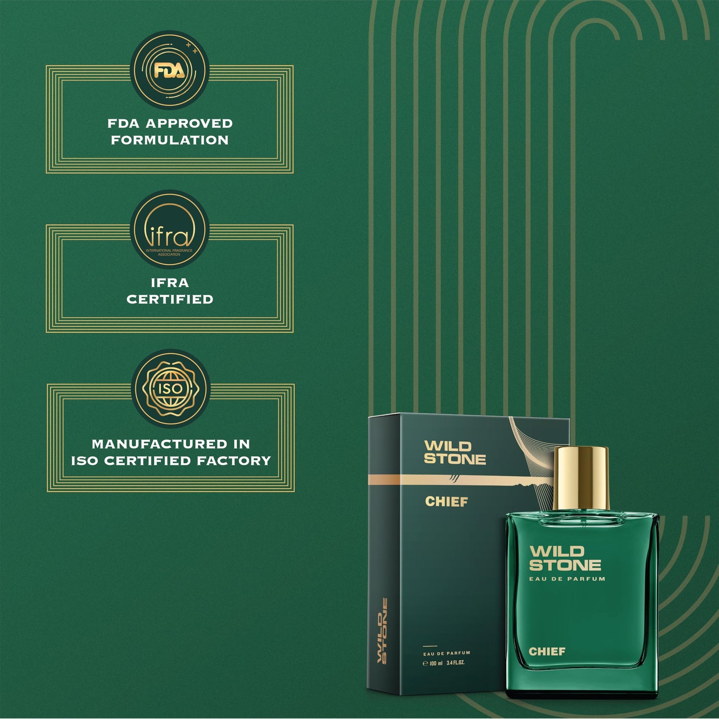 Wild Stone Chief EDP for Men – Luxury Aquatic-Woody Perfume, 100 ml