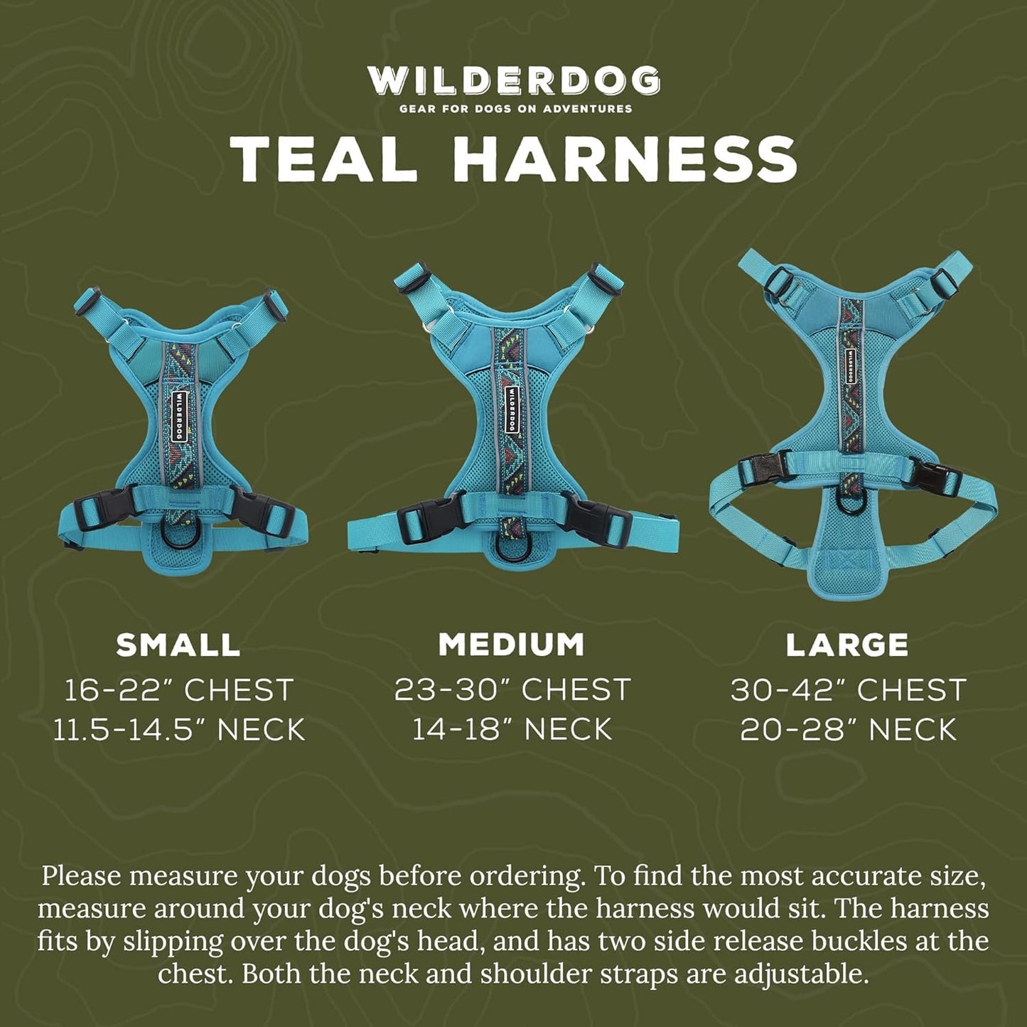 Wilderdog Lightweight Dog Harness with Reflective Straps – Large – Pacific Blue