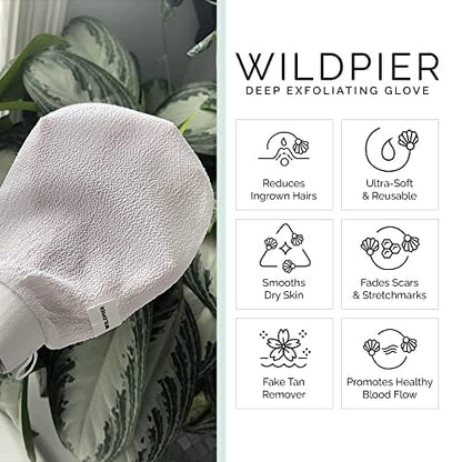 Wildpier Plus+ Exfoliating Glove Mitt – Plant-Based Deep Body Scrub for Spa-Quality Skin