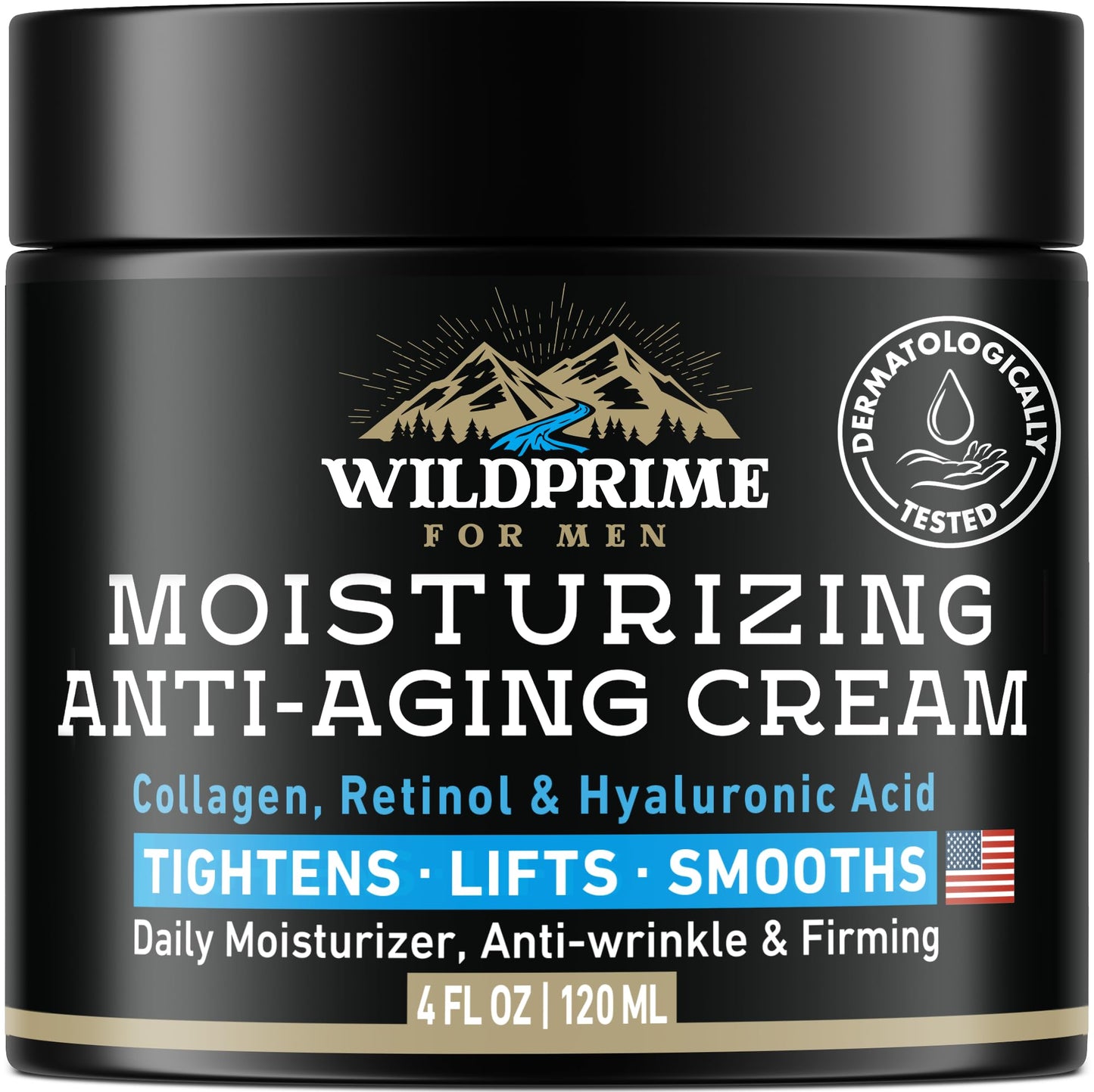 WildPRIME Men's Face Moisturizer Cream – Anti-Aging, Hyaluronic Acid, Avocado Oil – 4 oz USA Made