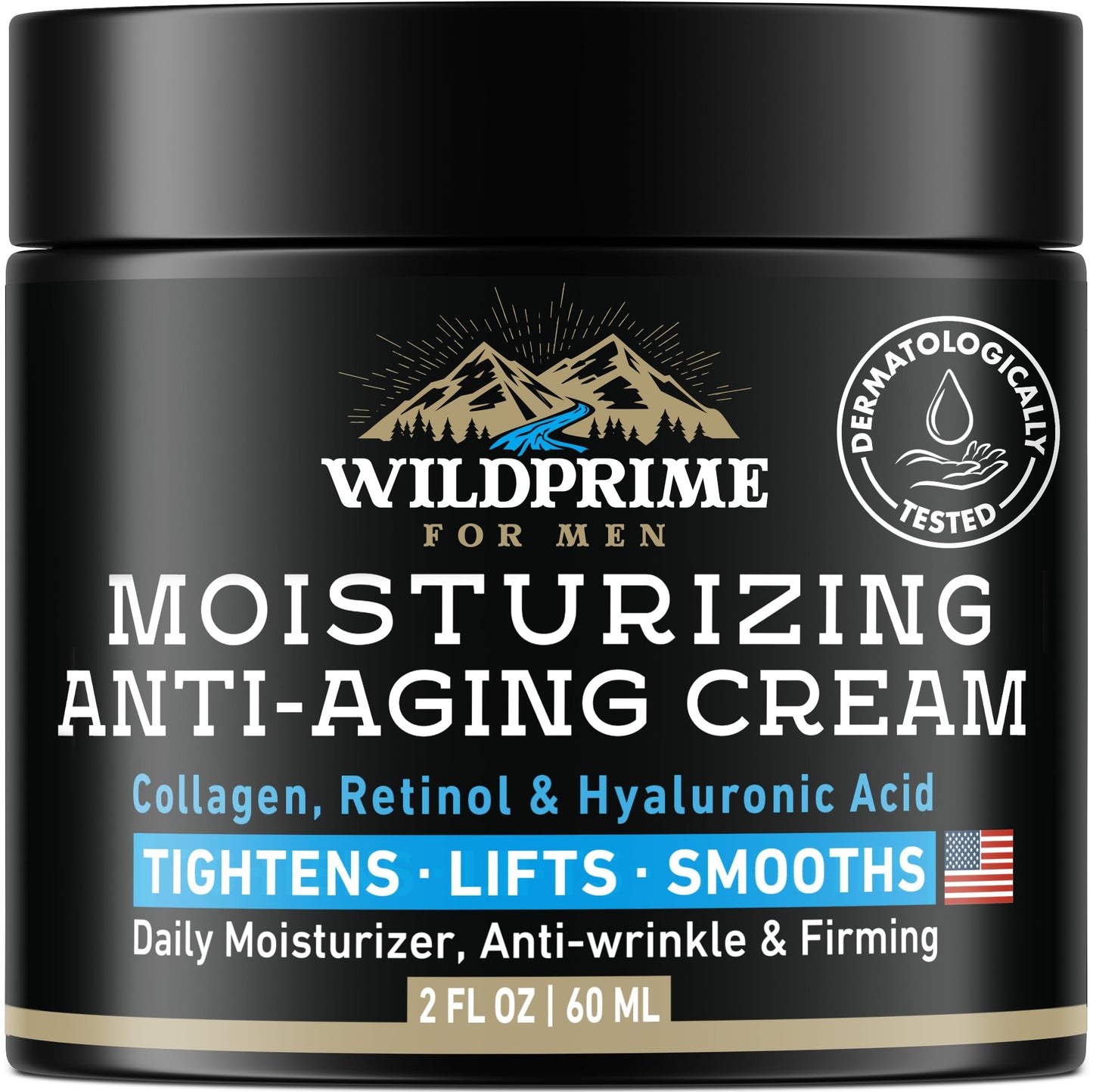 WildPRIME Men's Face Moisturizer Cream - Anti-Aging, Hyaluronic Acid & Avocado Oil - Made in USA