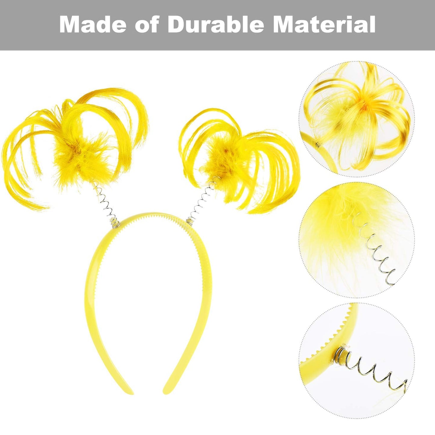 WILLBOND 3-Piece Yellow Faux Feather Ponytail Headband – Halloween Costume Accessory
