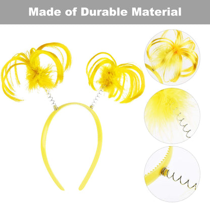 WILLBOND 3-Piece Yellow Faux Feather Ponytail Headband – Halloween Costume Accessory