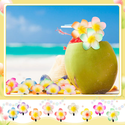 WILLBOND 36-Pack Hawaiian Plumeria Hair Clips – Foam Frangipani Hairpins for Bridal, Luau, Beach & Vacation