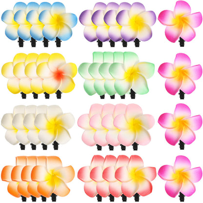 WILLBOND 36-Pack Hawaiian Plumeria Hair Clips – Foam Frangipani Hairpins for Bridal, Luau, Beach & Vacation