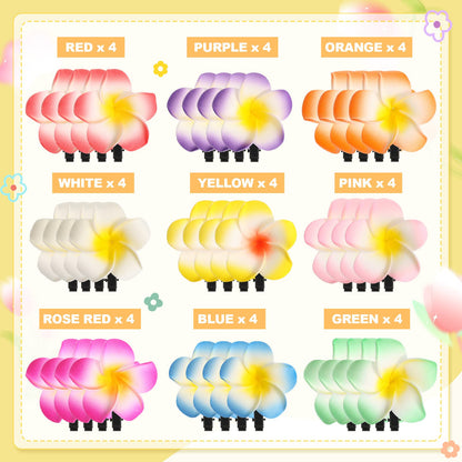 WILLBOND 36-Pack Hawaiian Plumeria Hair Clips – Foam Frangipani Hairpins for Bridal, Luau, Beach & Vacation
