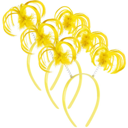 WILLBOND 3-Piece Yellow Faux Feather Ponytail Headband – Halloween Costume Accessory
