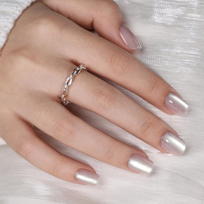 WiniBeauty Cat Eye Press On Nails Square – Moonlit Pearl, 30 Nails in 15 Sizes