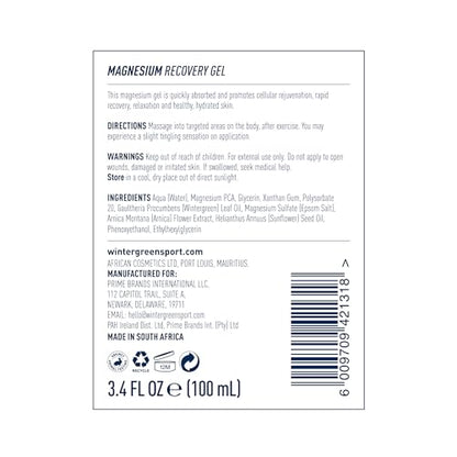 Wintergreen Magnesium Body Gel – 3.4 oz with Pure Magnesium, Arnica & Wintergreen Oils | Non-Greasy Massage Gel