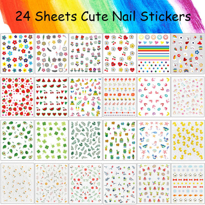 Winthrop 24 Sheets Nail Stickers – 3D Nail Art for Women & Kids