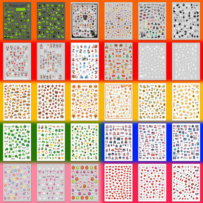 Winthrop 30 Sheets 7 Holiday Nail Art Stickers – Year‑Round DIY Nail Decals
