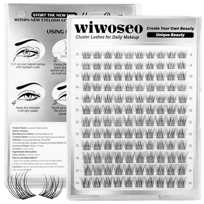 wiwoseo Natural Lash Clusters 8-14mm Wispy Lashes — Beginner-Friendly Short Band