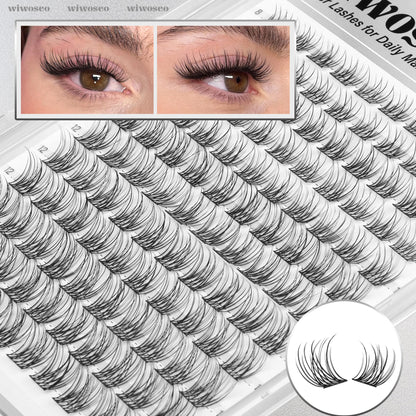 wiwoseo Natural Lash Clusters 8-14mm Wispy Lashes — Beginner-Friendly Short Band
