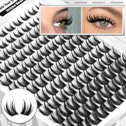 wiwoseo Bunny Lash Clusters - Manga Spiky Lashes Kit for DIY Salon Look