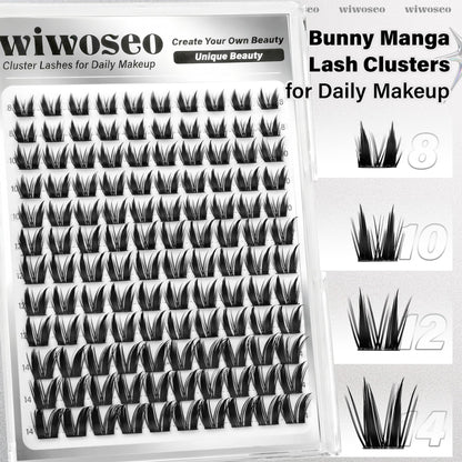 wiwoseo Bunny Lash Clusters - Manga Spiky Lashes Kit for DIY Salon Look