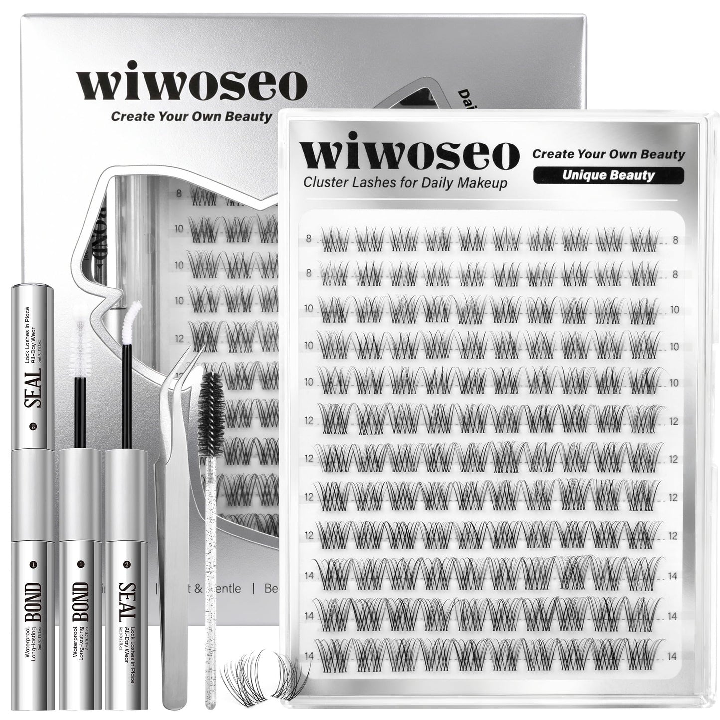 wiwoseo Flaunt Short Lash Clusters Kit – Venus Wispy Lashes, 8-14mm, C-Curl Extensions