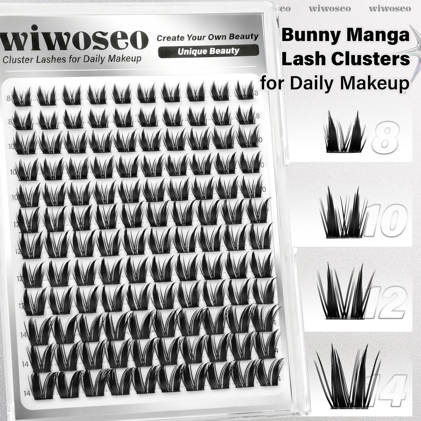 wiwoseo Bunny Lash Clusters Kit – Manga Lashes with Spikes for a Salon Look