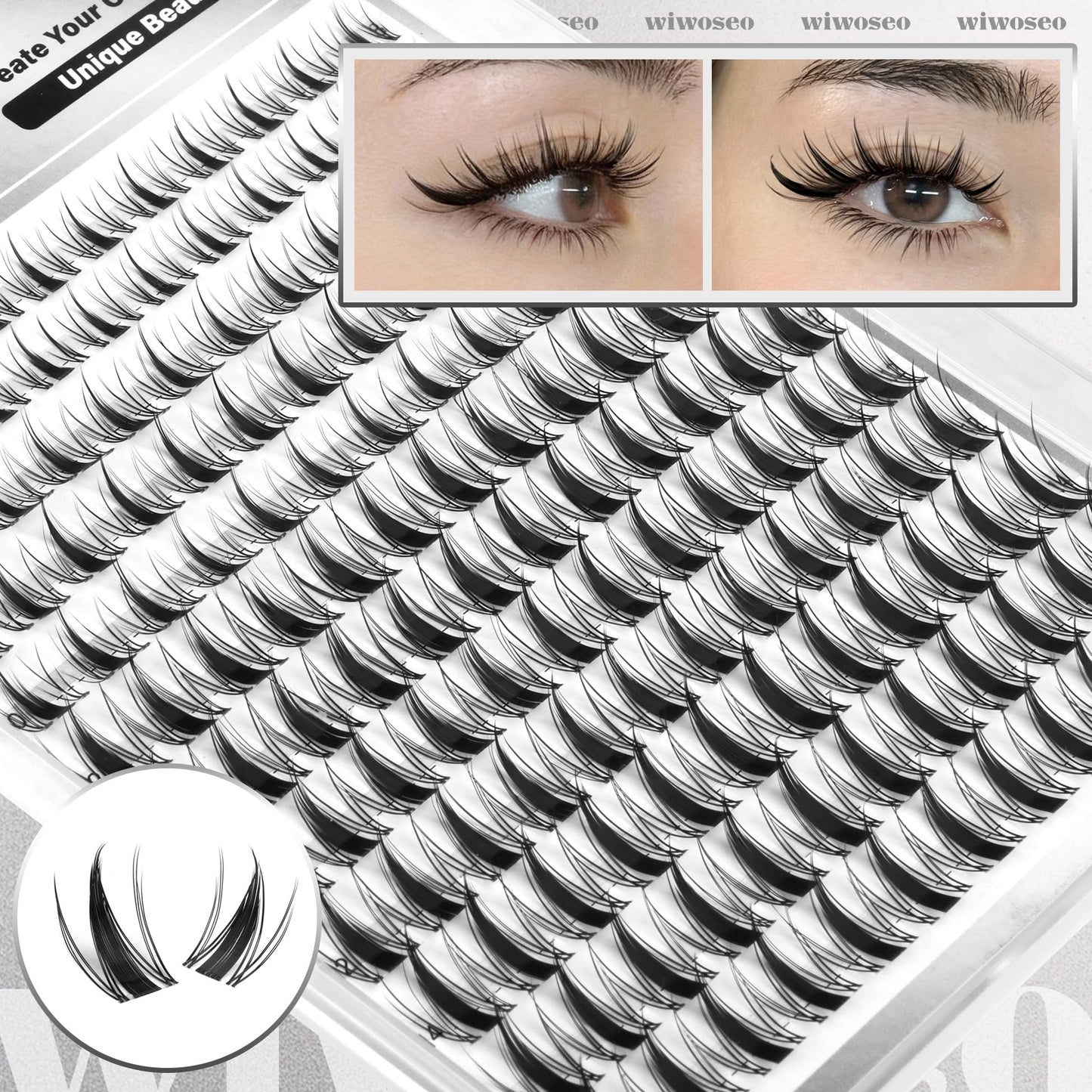 wiwoseo Flaunt Manga Lash Clusters Kit – Fairy Spiky Lashes, 8–14mm, Beginner Friendly