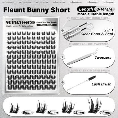 wiwoseo Bunny Lash Clusters Kit – Manga Lashes with Spikes for a Salon Look