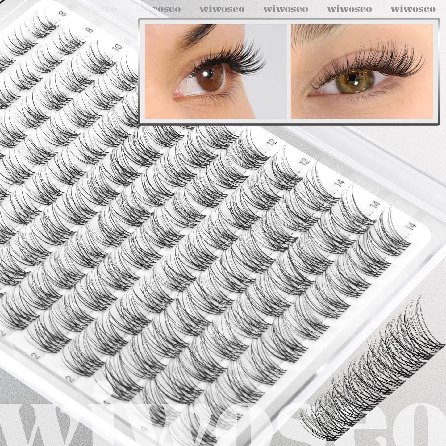wiwoseo Flaunt Short Lash Clusters Kit – Venus Wispy Lashes, 8-14mm, C-Curl Extensions