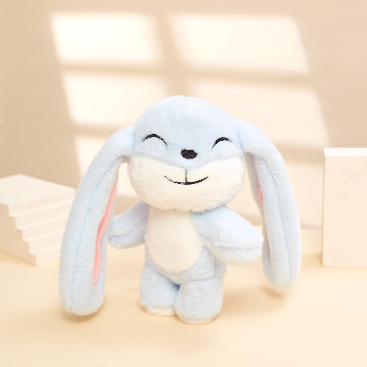 WLSUNYAO Bunny Plush Toy - Rotating Head Rabbit Plush Pillow, Mood-Expressive 11in Blue, Gift-ready