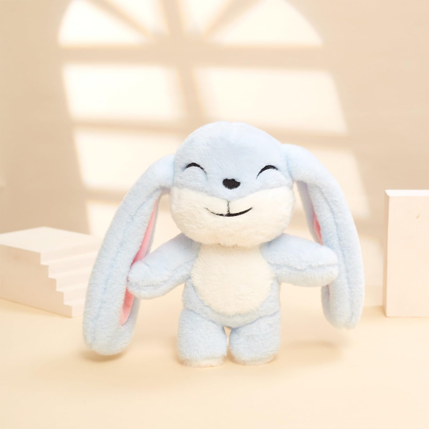 WLSUNYAO Bunny Plush Toy - Rotating Head Rabbit Plush Pillow, Mood-Expressive 11in Blue, Gift-ready