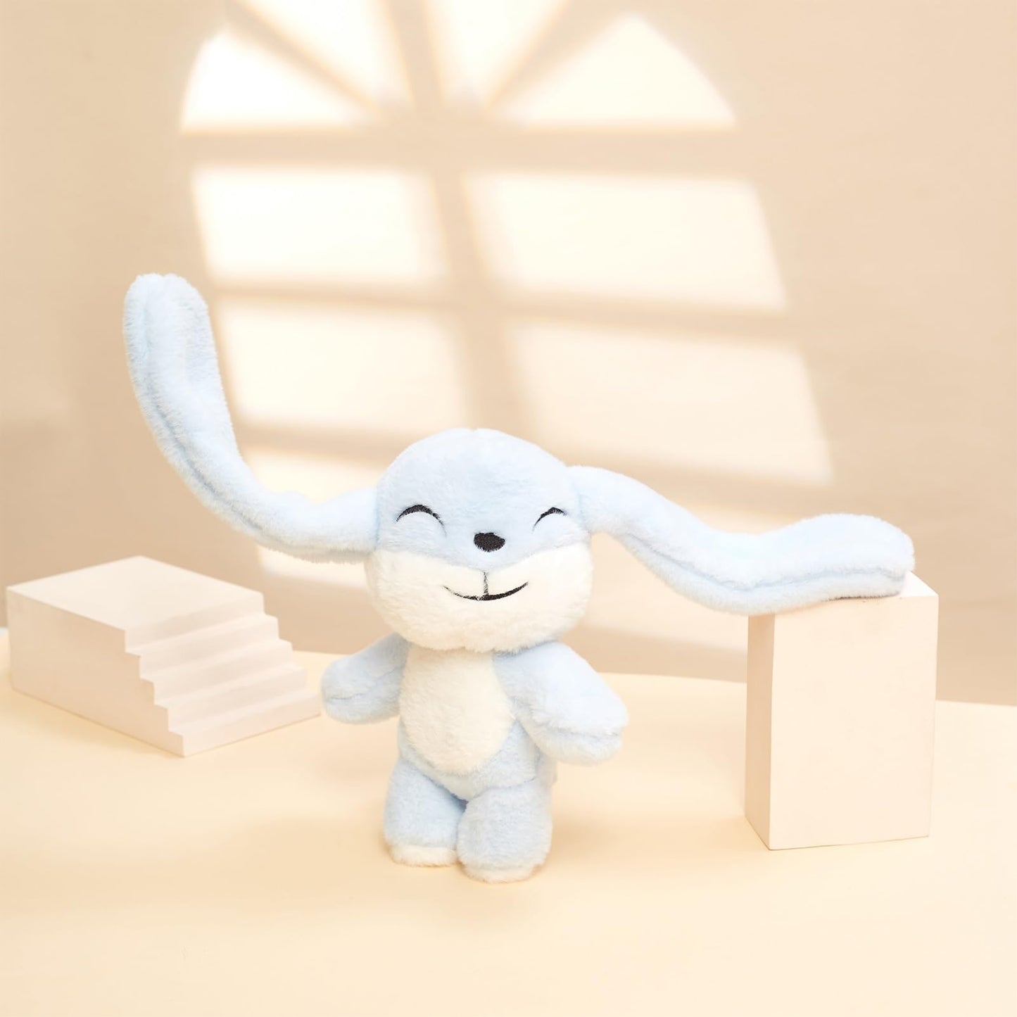 WLSUNYAO Bunny Plush Toy - Rotating Head Rabbit Plush Pillow, Mood-Expressive 11in Blue, Gift-ready