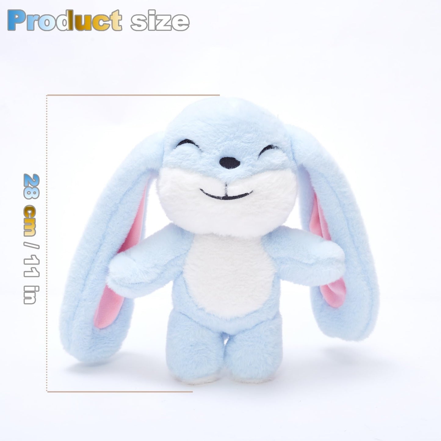 WLSUNYAO Bunny Plush Toy - Rotating Head Rabbit Plush Pillow, Mood-Expressive 11in Blue, Gift-ready