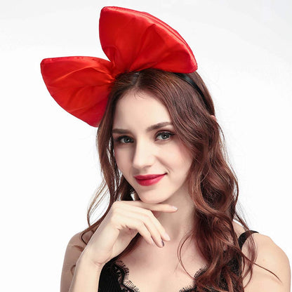 WLBON Bow Headband Red – Big Bow Hair Hoop, Handmade Party Accessory