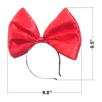 WLBON Bow Headband Red – Big Bow Hair Hoop, Handmade Party Accessory