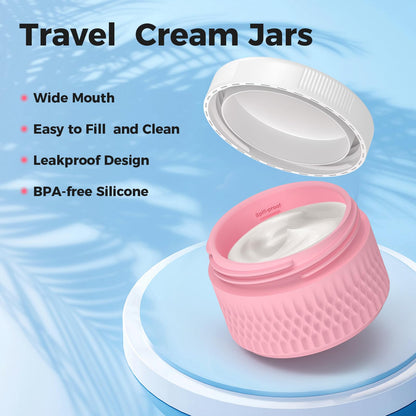 WLEAD BPA Free Silicone Cream Jars - 2oz TSA Travel Containers, Leak-Proof with Lid