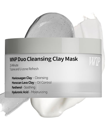 WNP Duo Cleansing Clay Mask – Niacinamide & Hyaluronic Acid for Deep Pore Cleansing (3.53 oz)