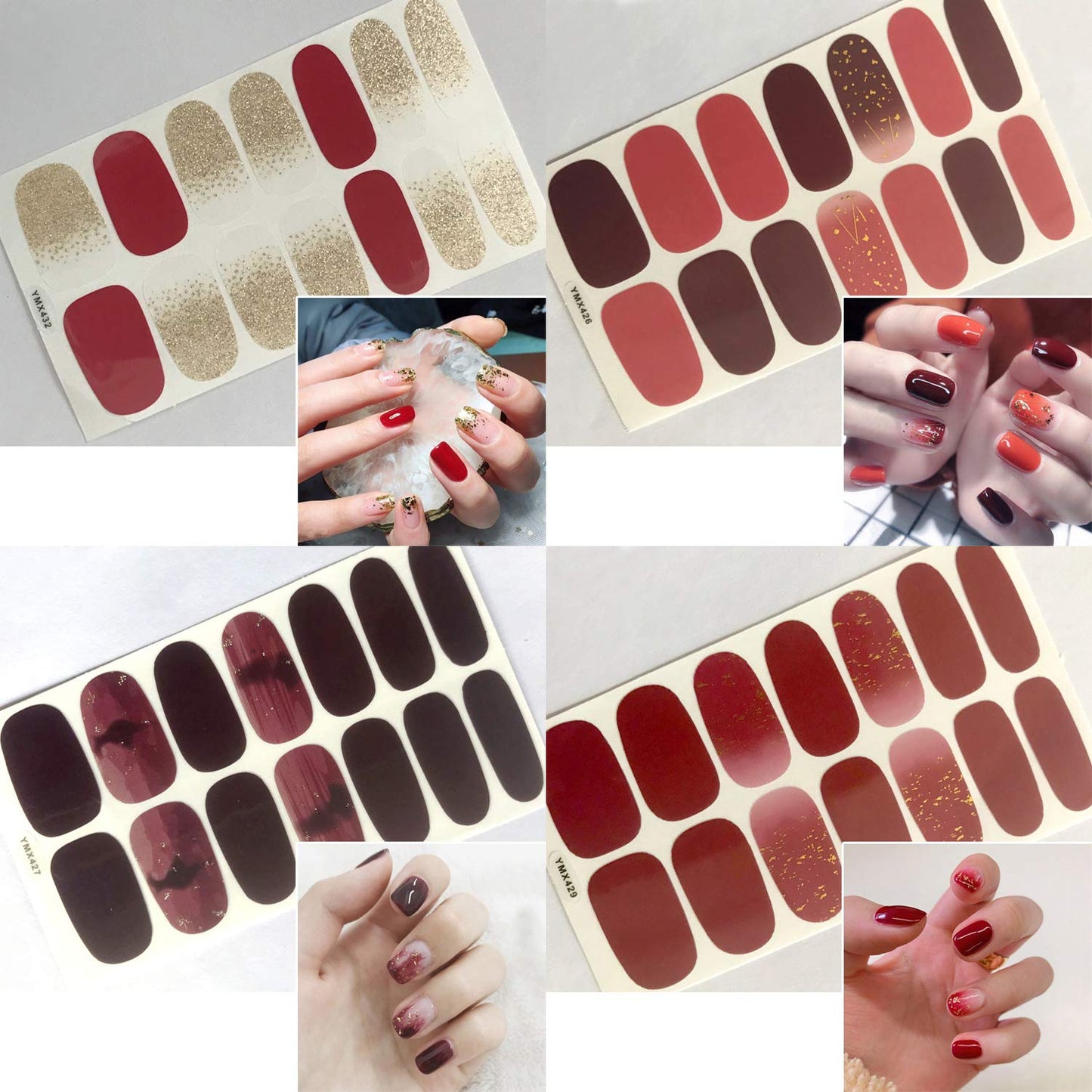 WOKOTO 20 Sheets Nail Polish Stickers Set – Gradient & Ombre Wraps + 1 File