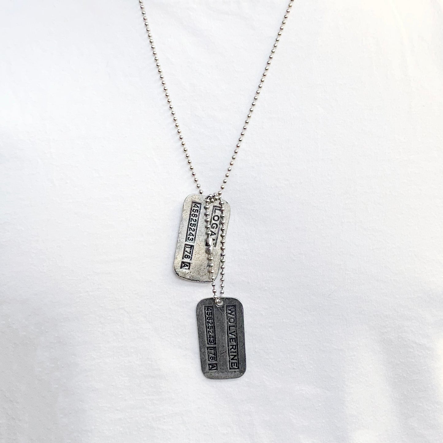 'WOLVERINE' Logan Military Dog Tags - Cosplay Costume Prop Replica - Stainless Steel Chains Included
