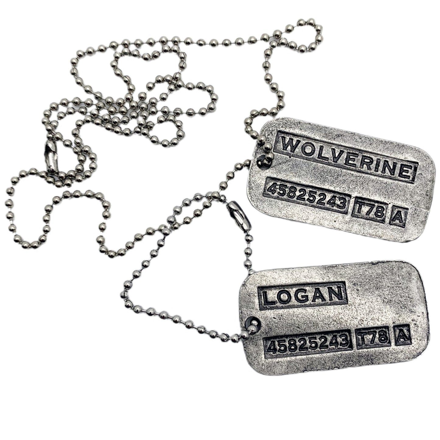 'WOLVERINE' Logan Military Dog Tags - Cosplay Costume Prop Replica - Stainless Steel Chains Included