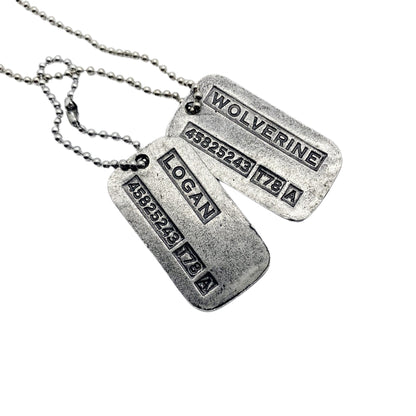 'WOLVERINE' Logan Military Dog Tags - Cosplay Costume Prop Replica - Stainless Steel Chains Included