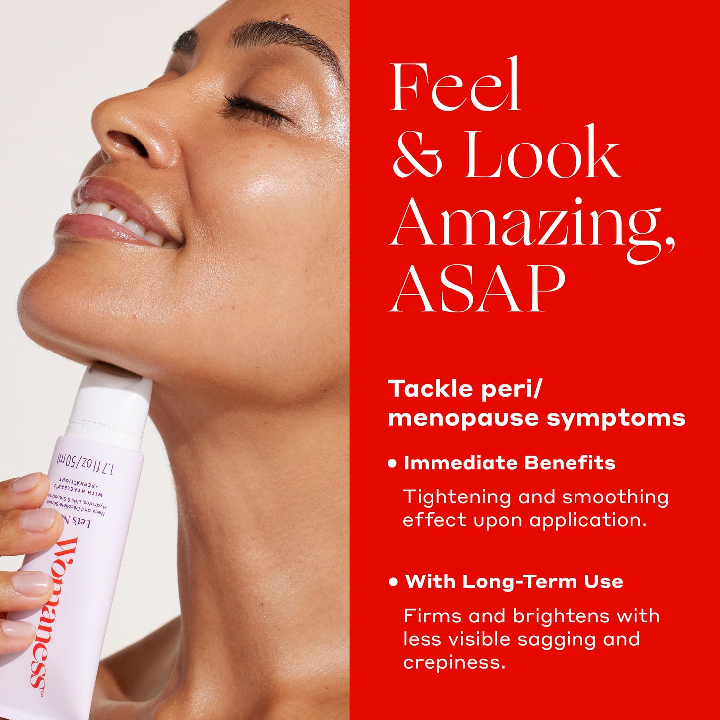 Womaness Let’s Neck Serum – Neck Tightening, Lifting & Hydration with Cooling Roller (50ml)