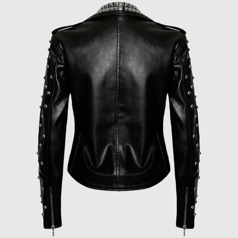 Women’s Black Studded Brando Leather Jacket
