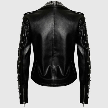 Women’s Black Studded Brando Leather Jacket