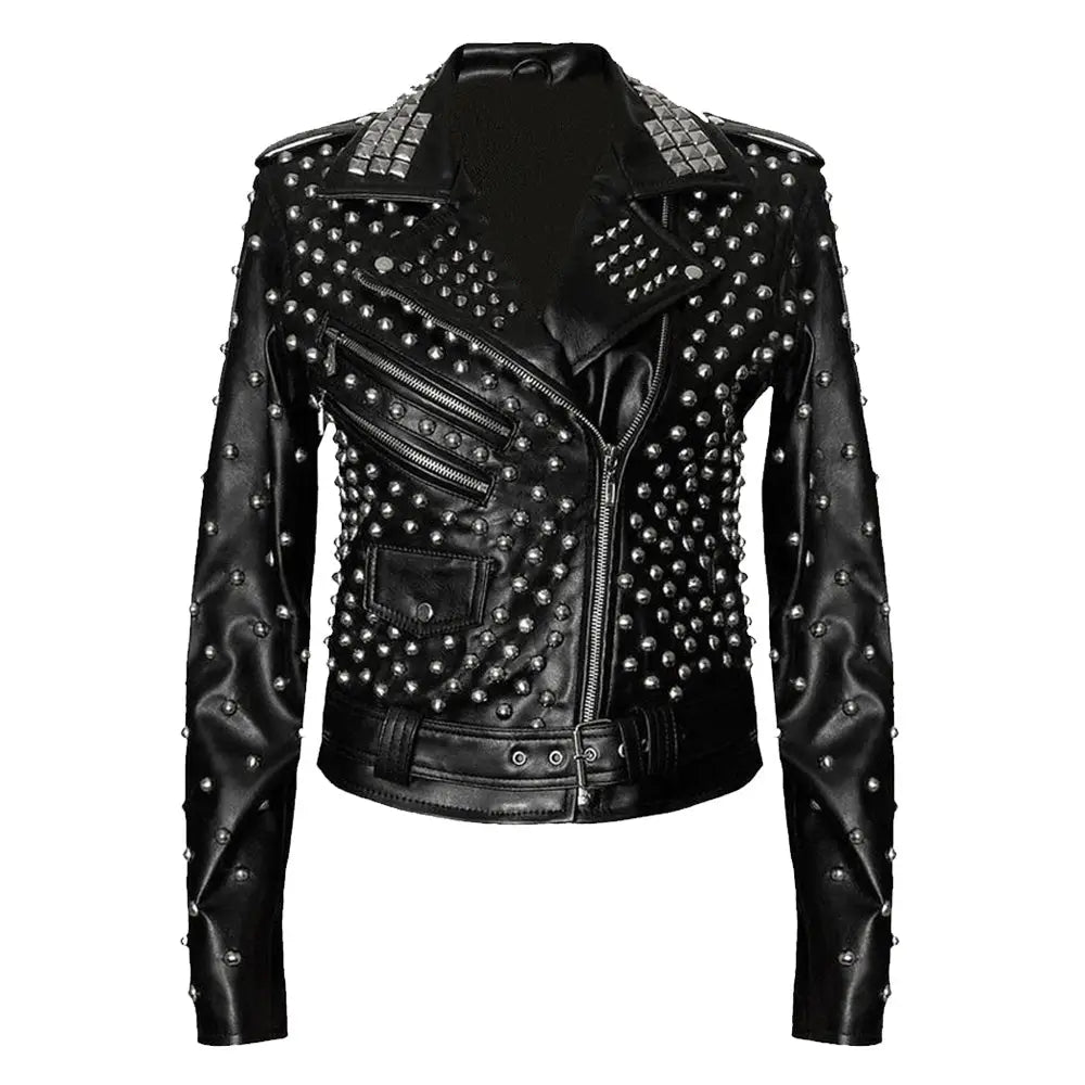 Women’s Black Studded Brando Leather Jacket