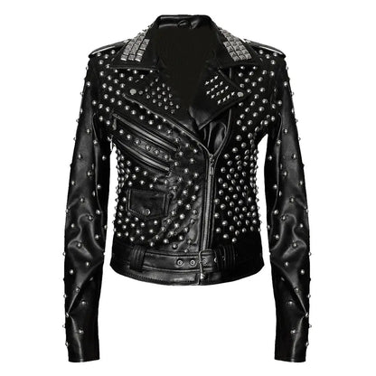 Women’s Black Studded Brando Leather Jacket