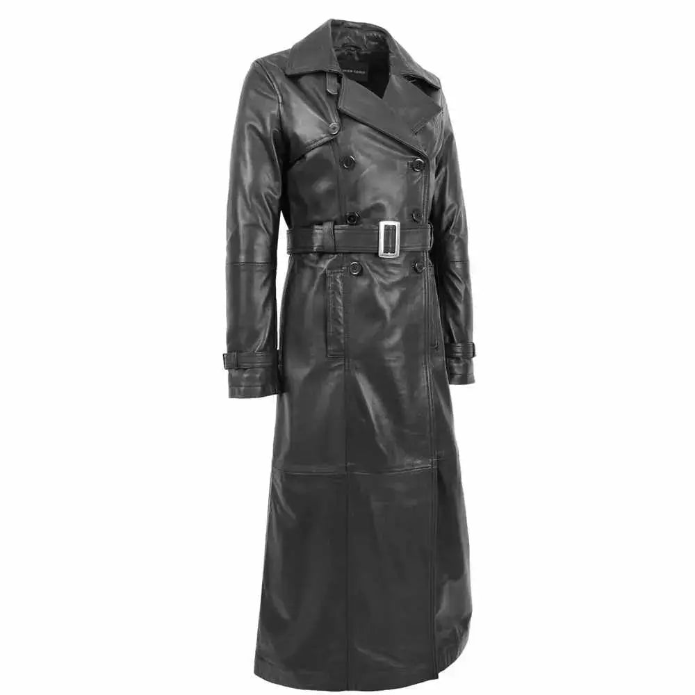 Women’s Double Breasted Leather Trench Coat
