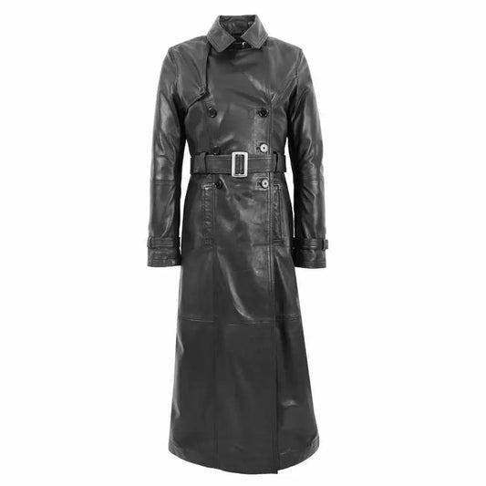 Women’s Double Breasted Leather Trench Coat