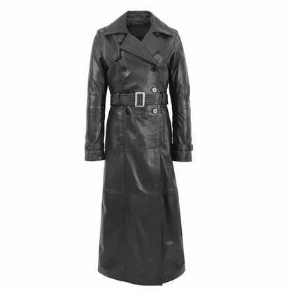 Women’s Double Breasted Leather Trench Coat